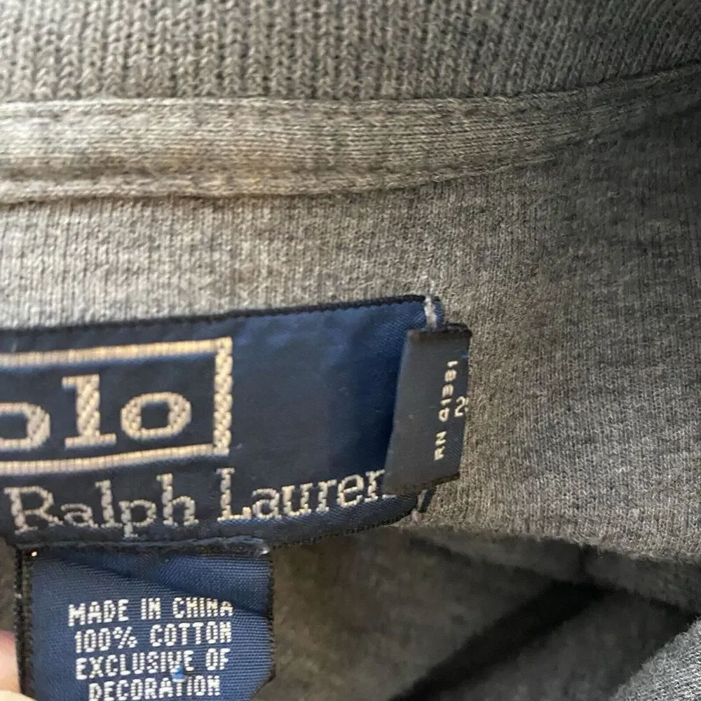 Polo Ralph Lauren Gray Quarter 1/4 Zip Pullover Sweater Long Sleeve Mens XL